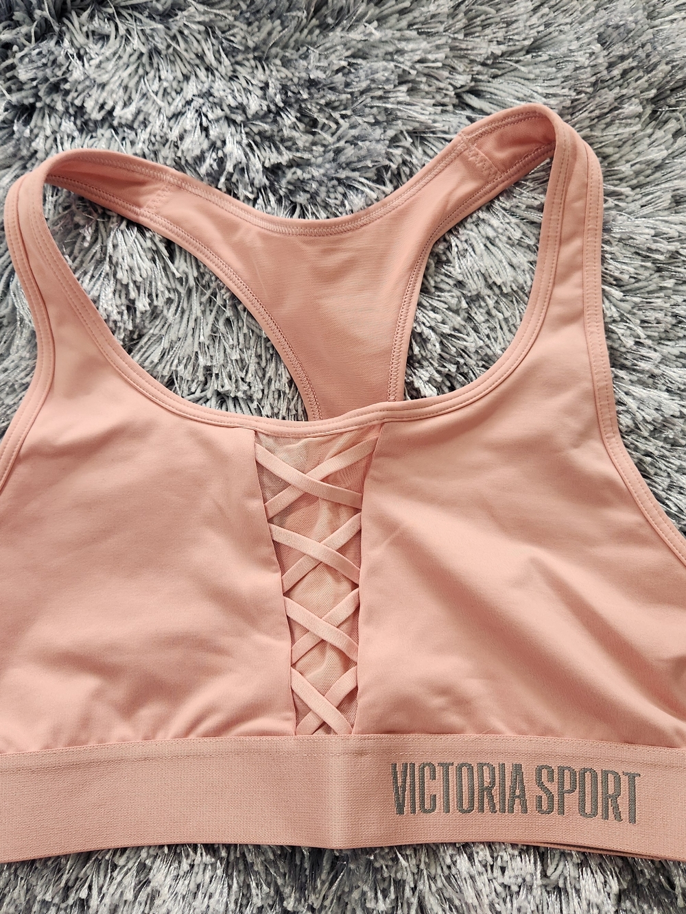 Victoria Sport Balletcore Pink Ribbon Detail Racerback Sports Bra